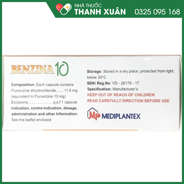 Benzina 10 điều trị đau nửa đầu